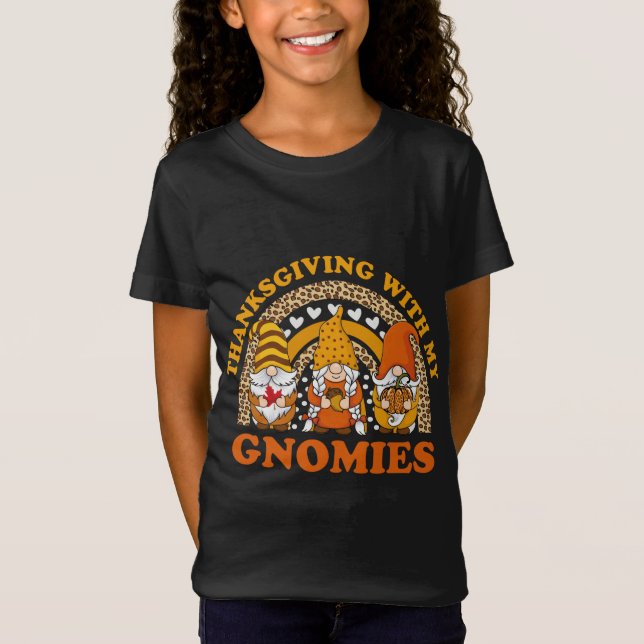 Erntedank mit meinen Gnomen Herbstgnomen Leopard T-Shirt (Vorderseite)