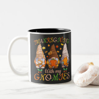 Erntedank mit meinen Gnomen Herbstvorsprung Zweifarbige Tasse