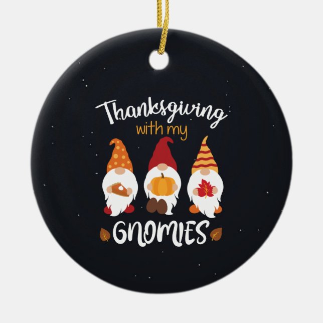 Erntedank mit meinen Gnomen Keramik Ornament (Vorne)