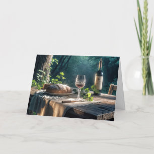 Erntedank mit Wein in einem Wald Karte