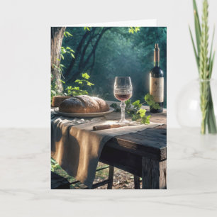 Erntedank mit Wein in einem Wald Karte