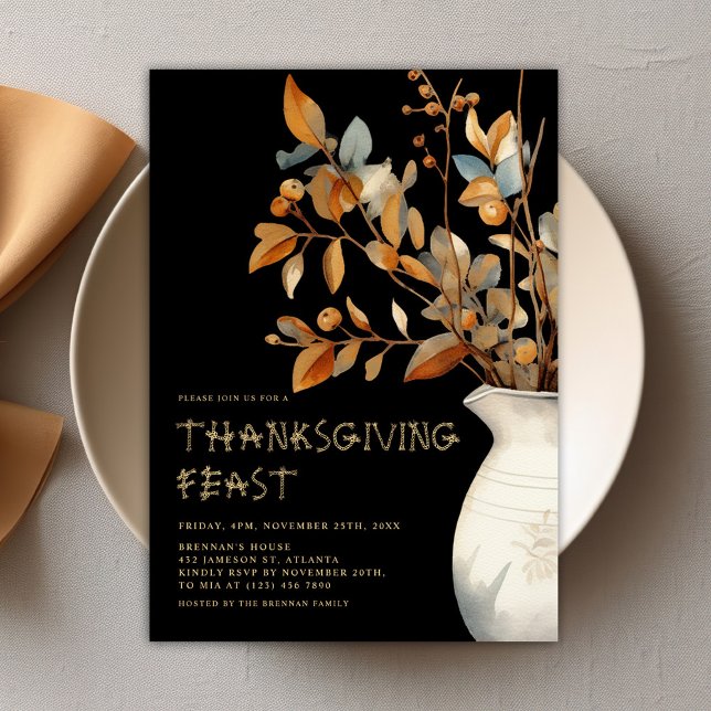 Erntedank Moderne Elegante Freundlichkeit Herbst Einladung (Thanksgiving Modern Elegant Friendsgiving Autumn Invitation)