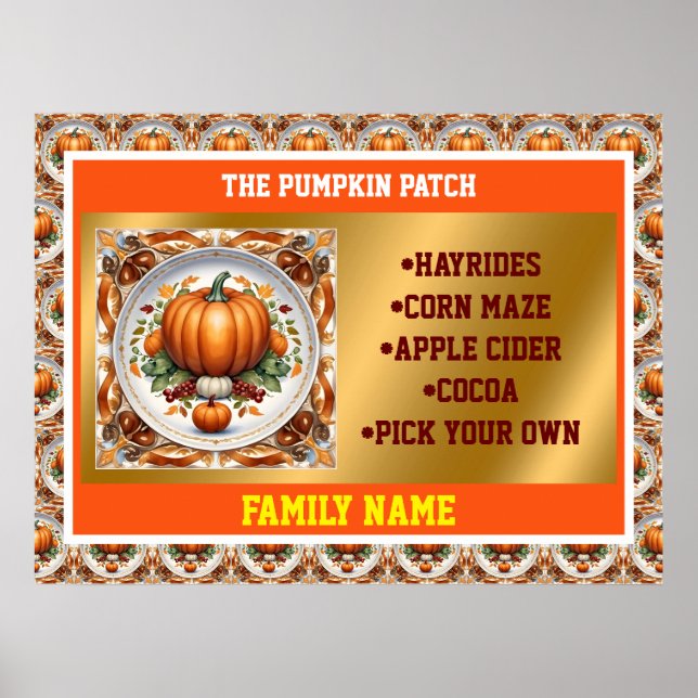 Erntedank Moderne Pumpkin Herbstkollektion Poster (Vorne)