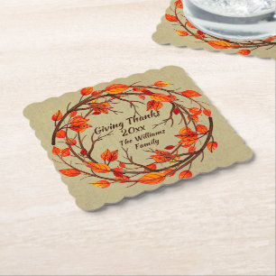 Erntedank Name-Matching hinzufügenAutumn Scalloped Untersetzer