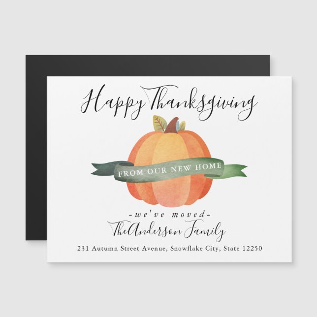Erntedank Neue Zuhause Pumpkin Moving Ankündigung (Vorne/Hinten)