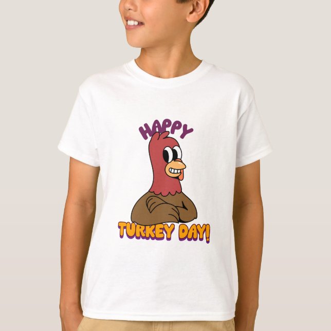 Erntedank Niedlich Happy Türkei T - Shirt (Vorderseite)