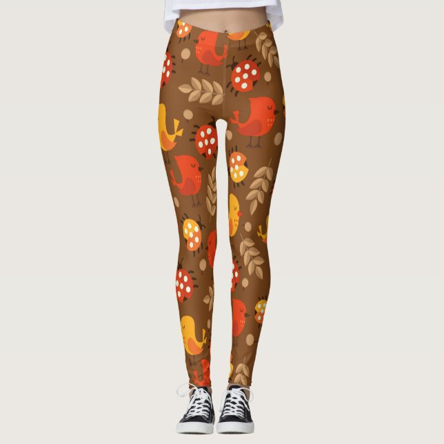 Erntedank Niedlich Herbstfallmuster Leggings (Vorderseite)