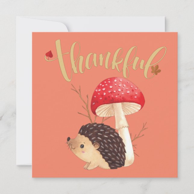 Erntedank Niedlich Kawaii Igel Einladung (Vorderseite)