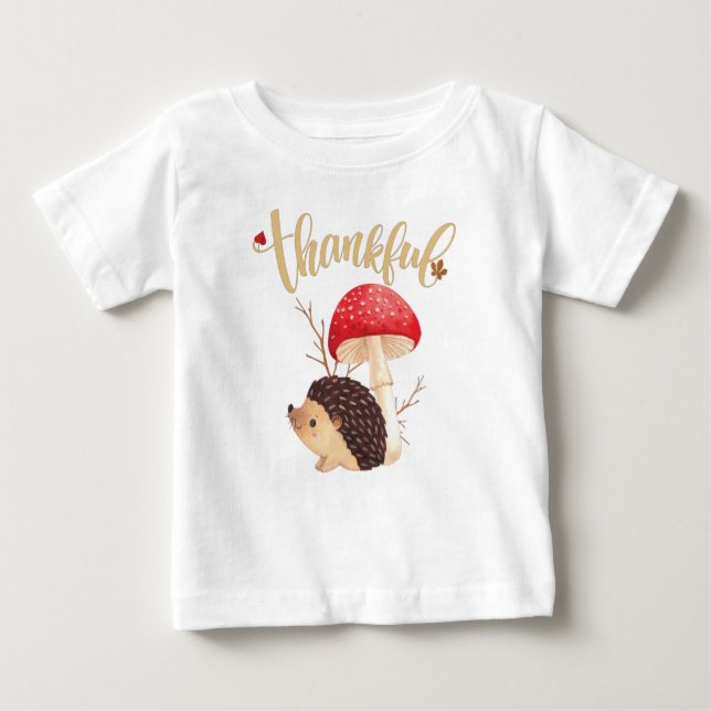 Erntedank Niedlich Kawaii Igel Herbst Dankbar Baby T-shirt (Vorderseite)