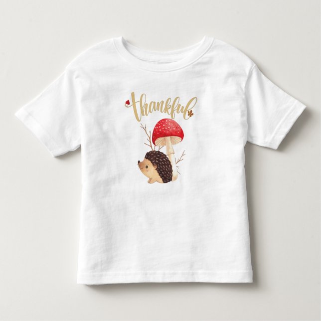 Erntedank Niedlich Kawaii Igel Herbst Dankbar Kleinkind T-shirt (Vorderseite)