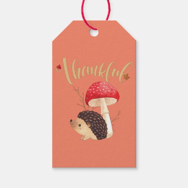 Erntedank Niedlich Kawaii Igel Herbst Geschenkanhänger (Vorderseite)