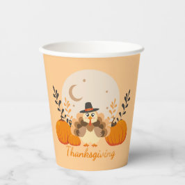 Erntedank Niedlich Orange Turkey Pumpkin Pappbecher