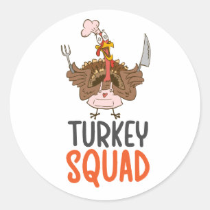Erntedank Niedlich Türkei Squad Runder Aufkleber