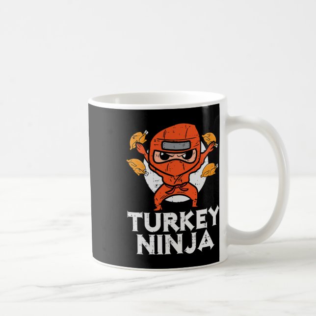 Erntedank Ninja Turkey Funny Fall Boys Kinder Tod  Kaffeetasse (Rechts)