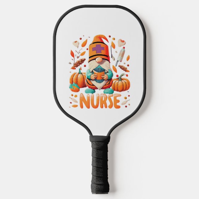 Erntedank Nurse Gnomes Fall Scrub Pickleball Schläger (Vorderseite)