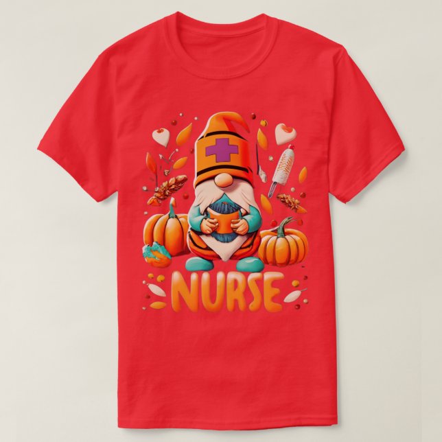 Erntedank Nurse Gnomes Fall Scrub Top Herbst RN (Design vorne)