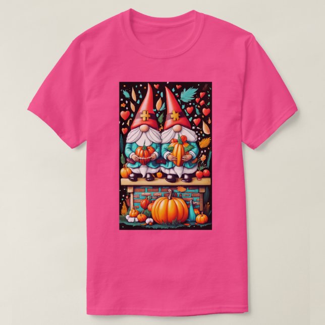 Erntedank Nurse Gnomes Fall Scrub Top Herbst RN (Design vorne)