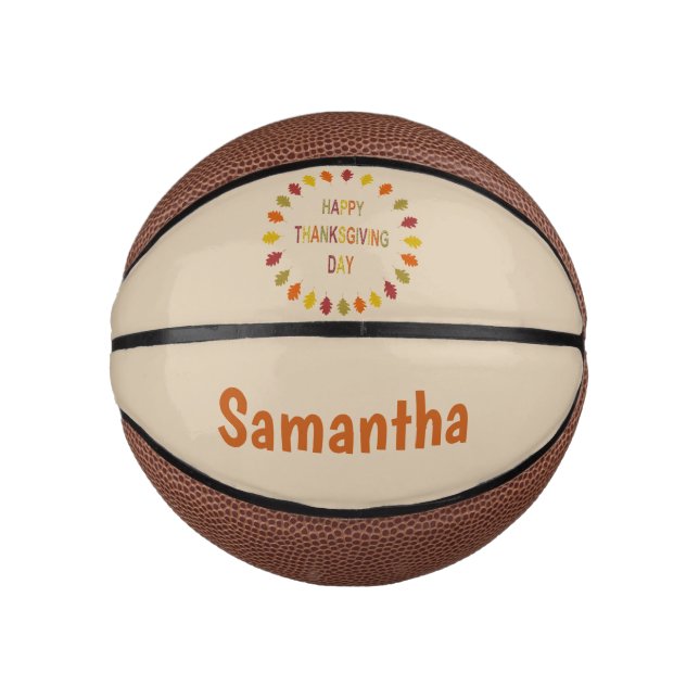 Erntedank Oak Blätter Individuelle Name Mini Basketball (Vorderseite)