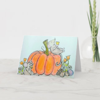 Erntedank- oder Herbstkarte Mäuse der Ernte Feiertagskarte