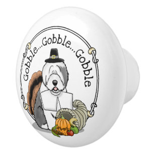 Erntedank Old English Sheepdog (Grau 1) Spaß Keramikknauf