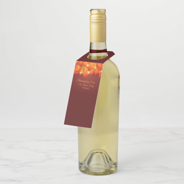 Erntedank Orange Leaf Name Jahr Flasche Flaschenanhänger (Angewinkelt)