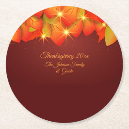 Erntedank Orange Leaf Name Runde Jahr Runder Pappuntersetzer