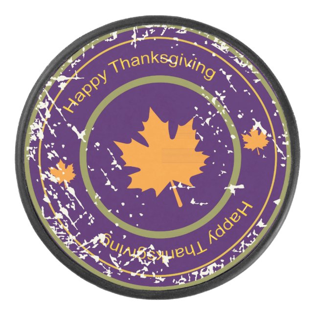 Erntedank Orange Maple Leaf, Eishockey Puck (Vorderseite)