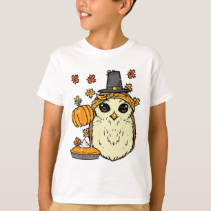 Erntedank Owl Pilgris Niedlich Herbst Herbst Fraue T-Shirt
