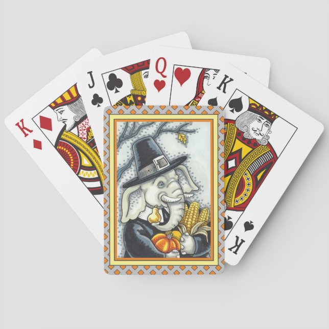 ERNTEDANK PACHYDERM, DANKFÄLTIGER PILGRIM-ELEPHANT SPIELKARTEN (Rückseite)