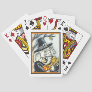ERNTEDANK PACHYDERM, DANKFÄLTIGER PILGRIM-ELEPHANT SPIELKARTEN