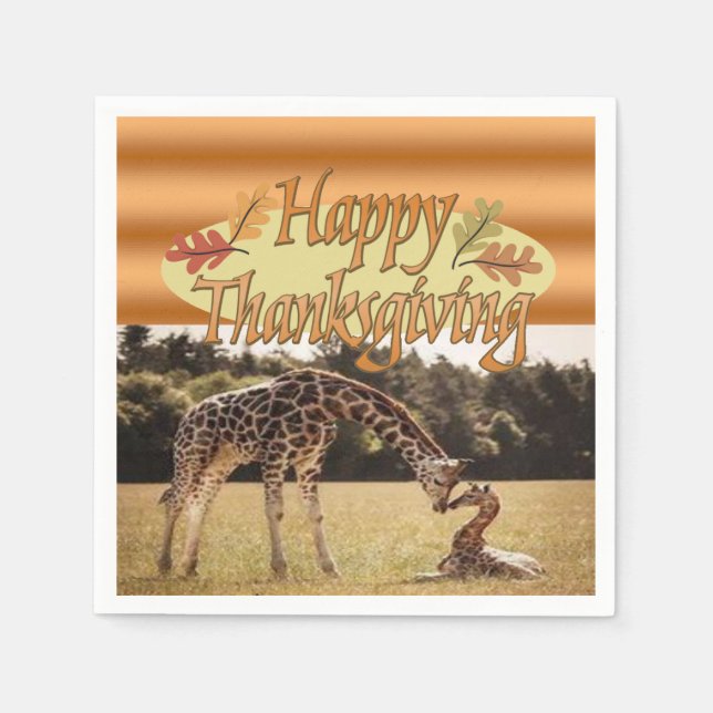 Erntedank Paper Napkins Giraffe Serviette (Vorderseite)