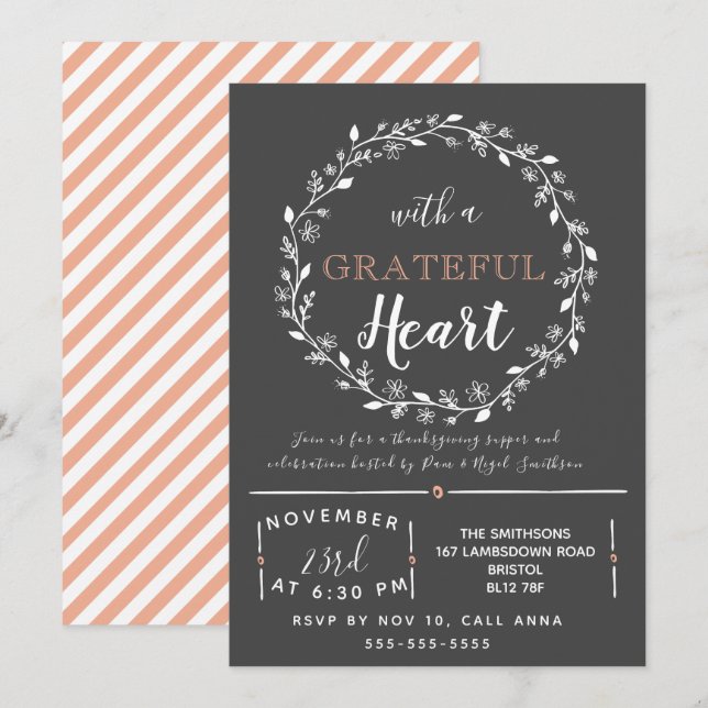 Erntedank Party Freiwillige Mittagessen Einladung (Vorne/Hinten)