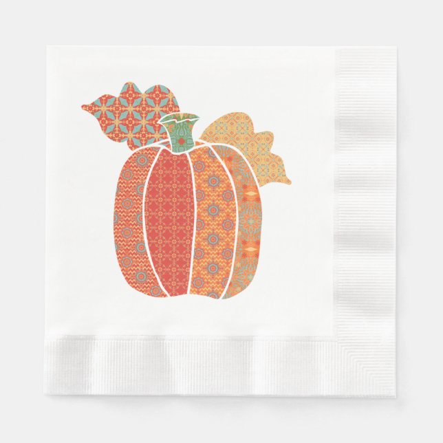 Erntedank Patchwork Pumpkin Luncheon Napkin Serviette (Vorderseite)