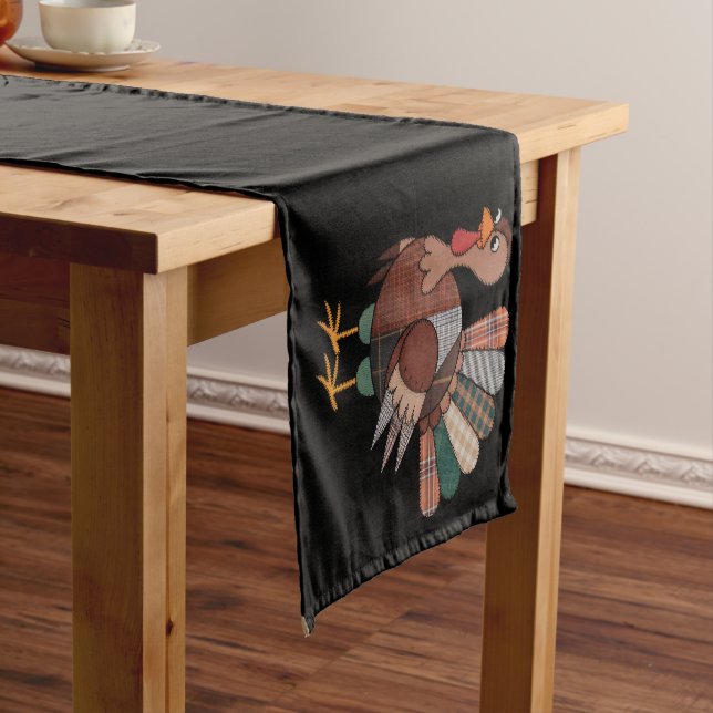 Erntedank Patchwork Quilted Turkey Fall Kurzer Tischläufer (Beispiel)