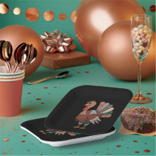 Erntedank Patchwork Quilted Turkey Fall Pappteller