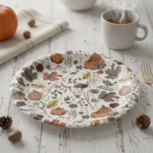 Erntedank Pattern Kuh Skull Fall Harvest Pappteller