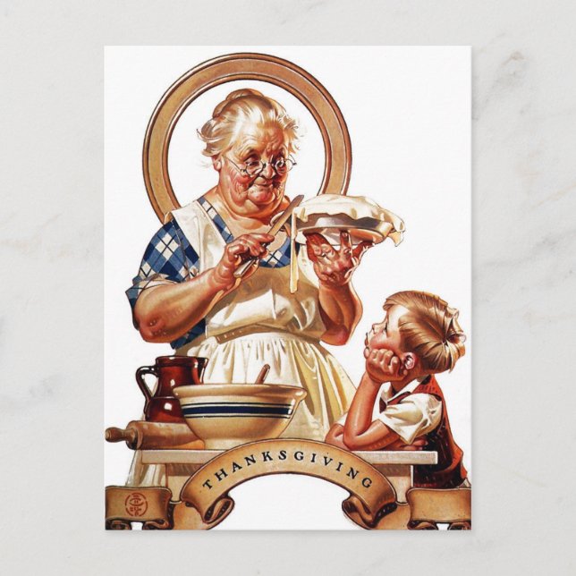 Erntedank Pie Making Feiertagspostkarte (Vorderseite)