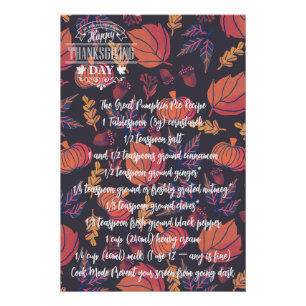 Erntedank Pie Pumpkin Türkei Poster