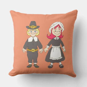 Erntedank Pilgrim Boy and Girl Kissen