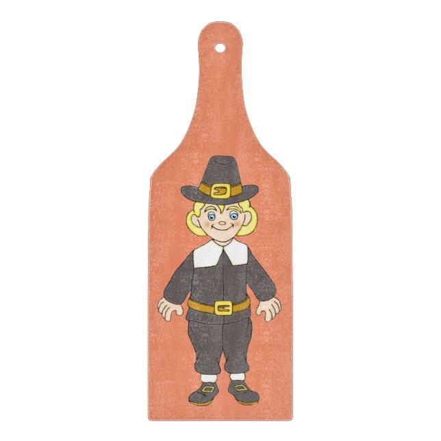 Erntedank Pilgrim Boy Schneidebrett (Vorderseite)