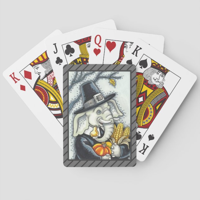 ERNTEDANK PILGRIM ELEPHANT, URLAUB PACHYDERM SPIELKARTEN (Rückseite)