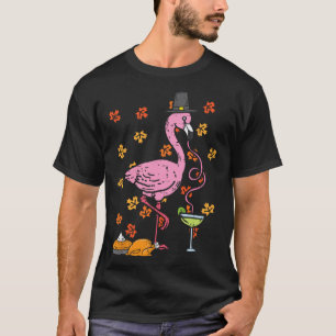 Erntedank Pilgrim Flamingo Herbst Männer Frauen T-Shirt
