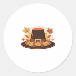 Erntedank Pilgrim Hat - Herbsternte Design C Runder Aufkleber