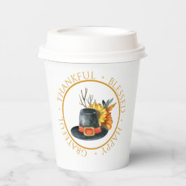 Erntedank Pilgrim Hat Pumpkin Sonnenblume Pappbecher