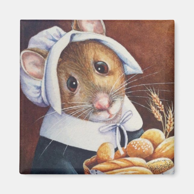 Erntedank Pilgrim Mouse Brotsaal Art Magnet (Vorne)