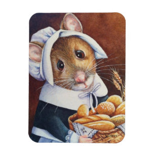 Erntedank Pilgrim Mouse Brotsaal Art Magnet