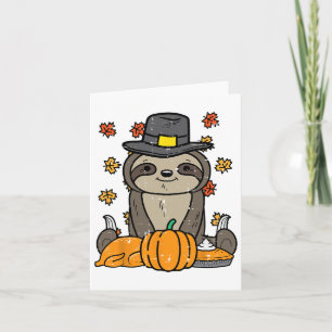 Erntedank Pilgrim Sloth Niedlich Herbst Herbst Män Karte