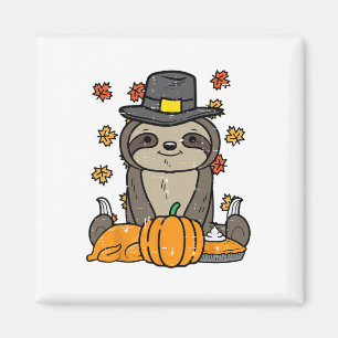Erntedank Pilgrim Sloth Niedlich Herbst Herbst Män Magnet
