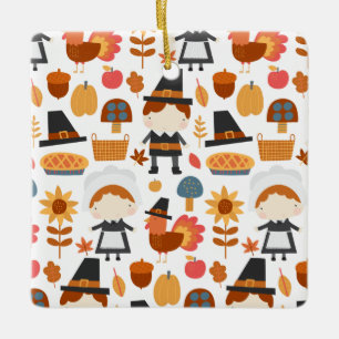 Erntedank Pilgrims ernten Muster Keramikornament
