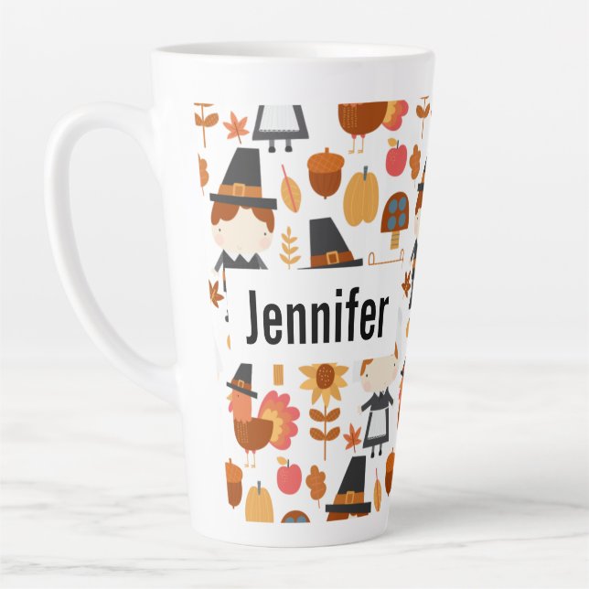 Erntedank Pilgrims ernten Muster Milchtasse (Links)